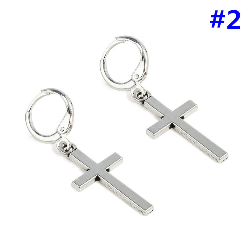 Cross Earrings Ear Buckle All-match Glossy Earrings Men And Women Accessories