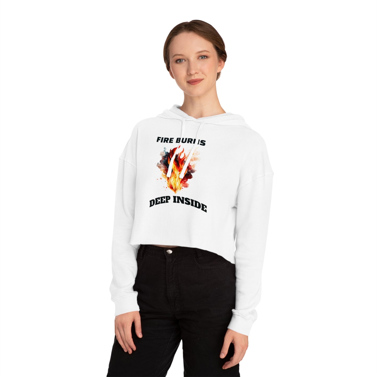 Fire Womens Cropped Hooded Sweatshirt - Flames Design, Hot Trendy Crop Top, Unique Pullover, Stylish Hoodie, Fashionable Sweatshirt