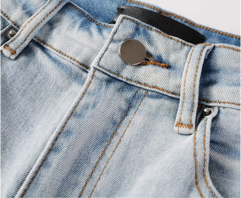 Men's Jeans Zipper Stitching Stretch Slim Hip Hop Skinny Pants