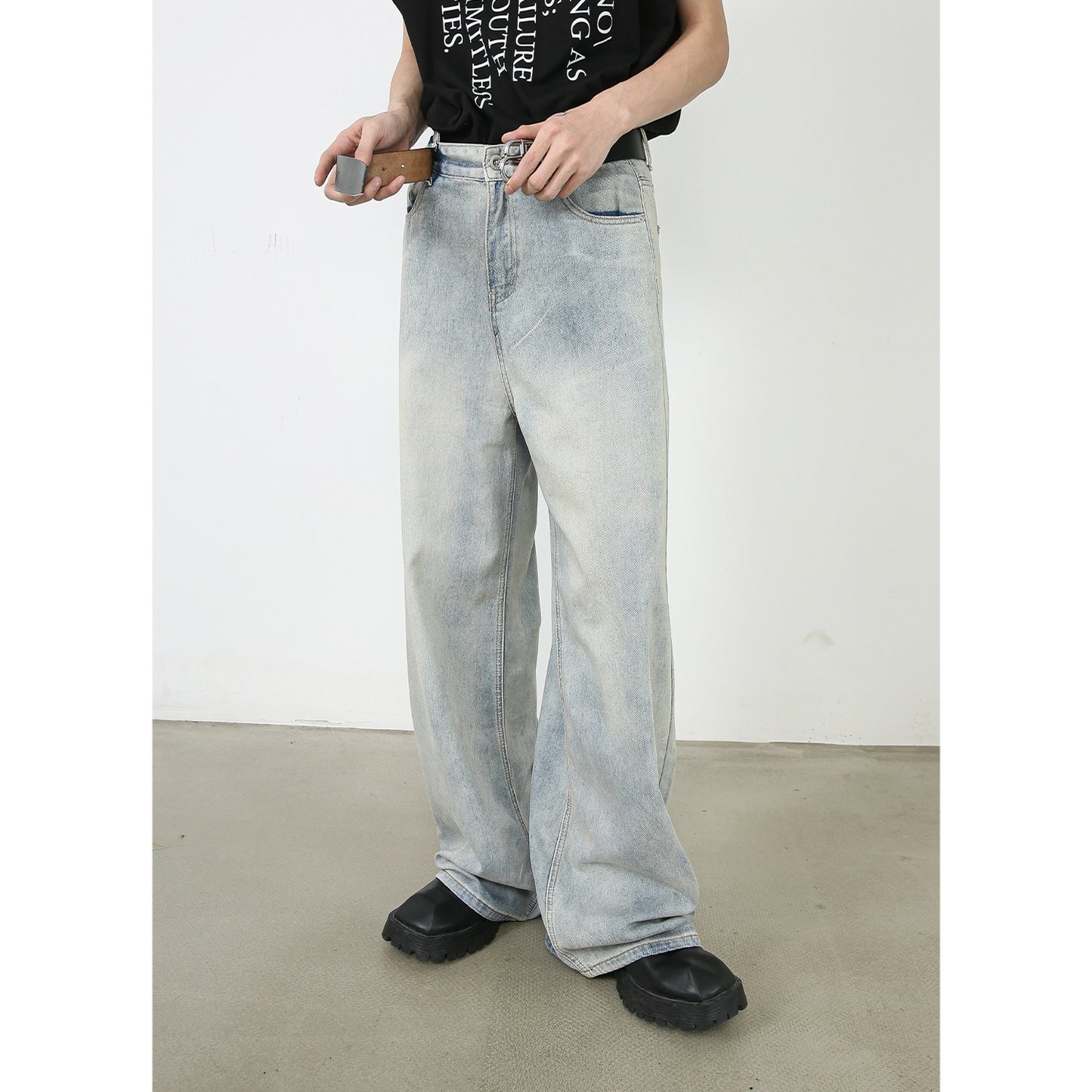 American Retro Washed Straight Jeans Men