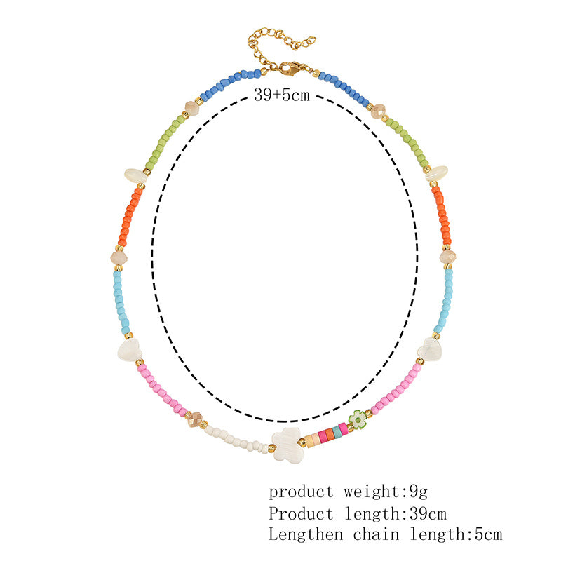Love Butterfly Colorful Rice Bead Necklace Necklace