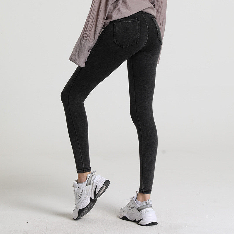 Women's Outerwear High Waist Abdominal All-match Skinny Jeans