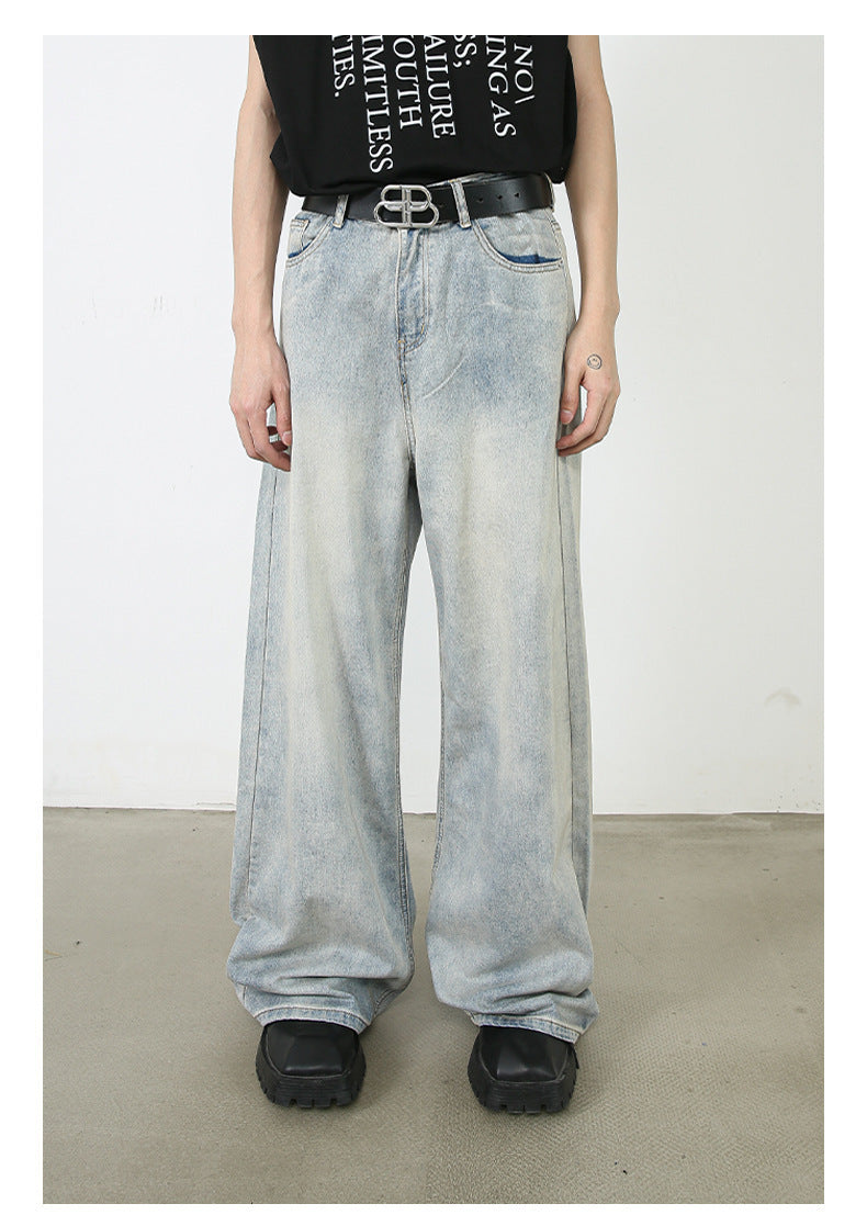 American Retro Washed Straight Jeans Men