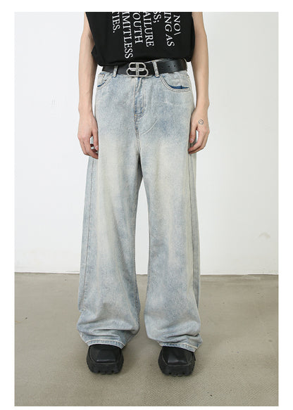American Retro Washed Straight Jeans Men