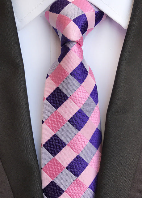 Men Silk Luxurious Striped Plaid Tie