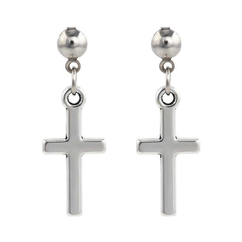 Cross Earrings Ear Buckle All-match Glossy Earrings Men And Women Accessories