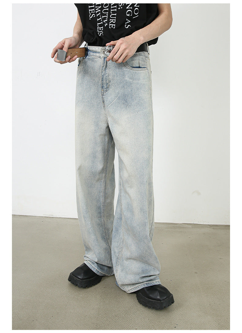 American Retro Washed Straight Jeans Men