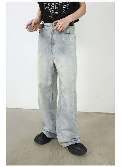 American Retro Washed Straight Jeans Men