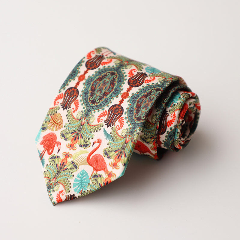 Casual Trendy Vintage Printed Silk Tie For Men