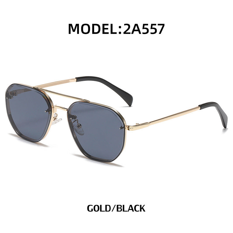 Retro Double Beam Diamond Cut Edge Sunglasses For Men