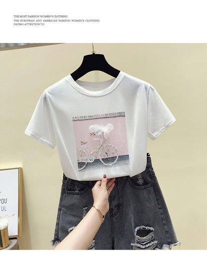 Summer Fashion With Loose Blouses, Women Cover Belly And Reduce Age, Short-sleeved T-shirts