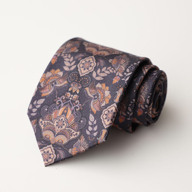 Casual Trendy Vintage Printed Silk Tie For Men