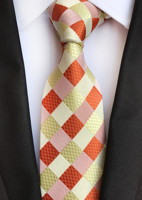 Men Silk Luxurious Striped Plaid Tie