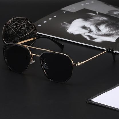 Retro Double Beam Diamond Cut Edge Sunglasses For Men