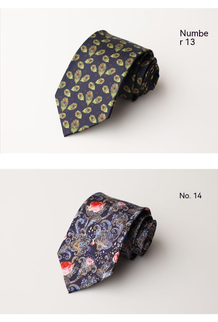 Casual Trendy Vintage Printed Silk Tie For Men
