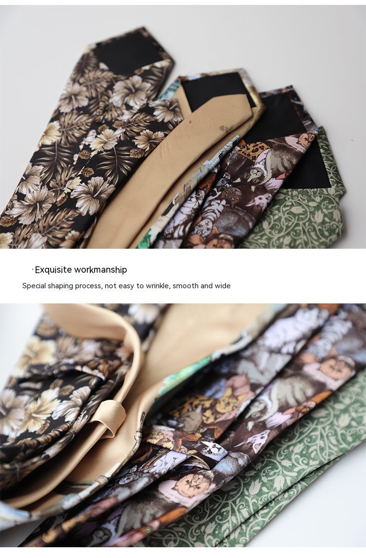 Casual Trendy Vintage Printed Silk Tie For Men