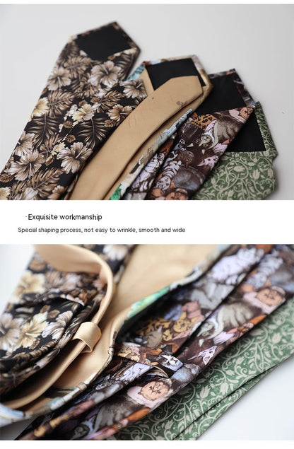 Casual Trendy Vintage Printed Silk Tie For Men