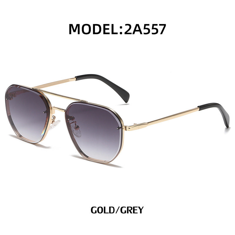 Retro Double Beam Diamond Cut Edge Sunglasses For Men