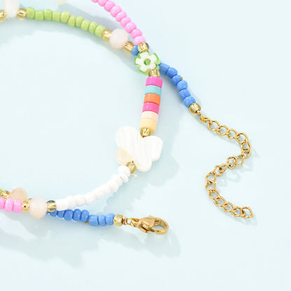 Love Butterfly Colorful Rice Bead Necklace Necklace