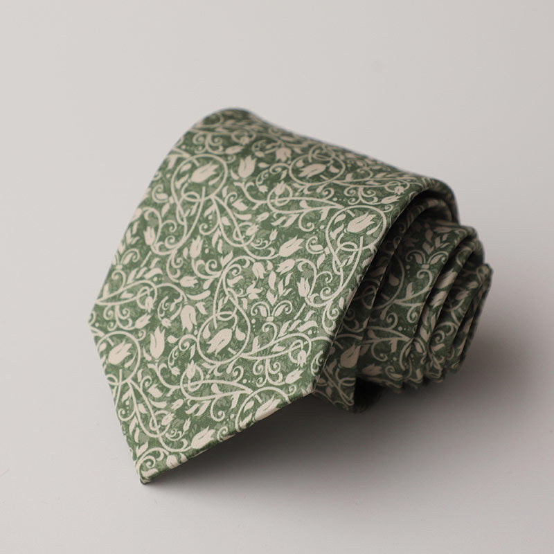 Casual Trendy Vintage Printed Silk Tie For Men