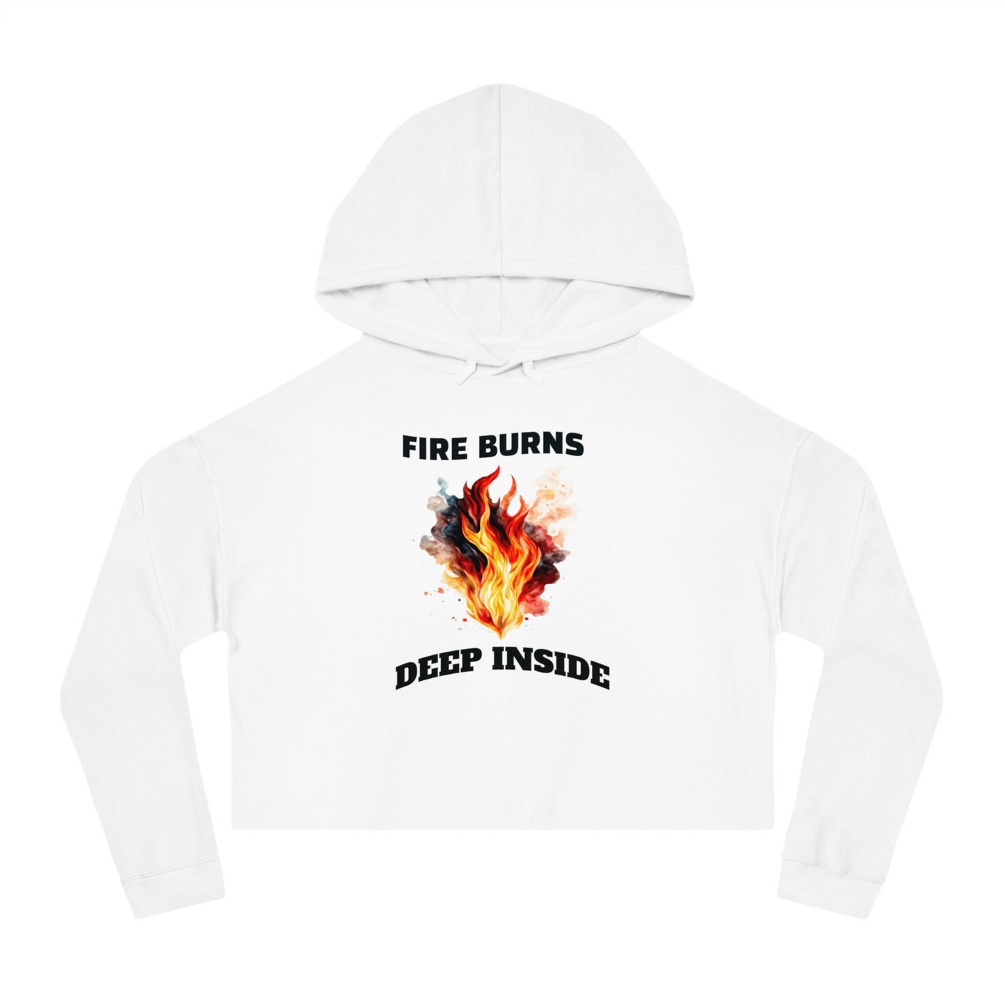 Fire Womens Cropped Hooded Sweatshirt - Flames Design, Hot Trendy Crop Top, Unique Pullover, Stylish Hoodie, Fashionable Sweatshirt
