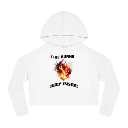 Fire Womens Cropped Hooded Sweatshirt - Flames Design, Hot Trendy Crop Top, Unique Pullover, Stylish Hoodie, Fashionable Sweatshirt