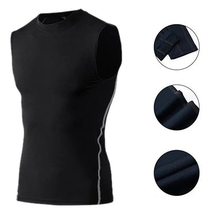 Men's Gym Bodybuilding Vest Crewneck Men Fitness Sleeveless Muscle Workout Shirts Vest for Running Football Black Black M