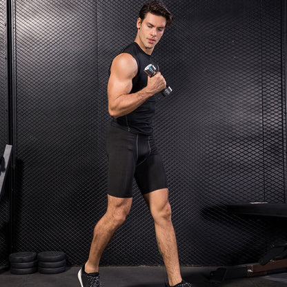 Men's Gym Bodybuilding Vest Crewneck Men Fitness Sleeveless Muscle Workout Shirts Vest for Running Football Black Black M