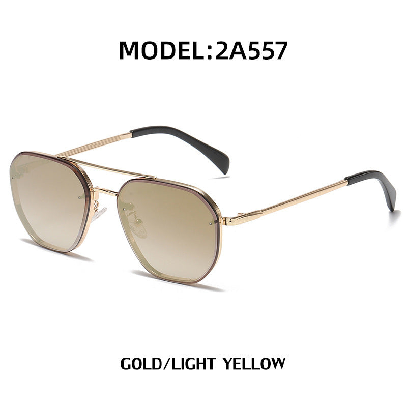 Retro Double Beam Diamond Cut Edge Sunglasses For Men