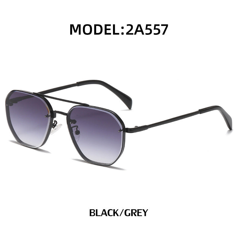 Retro Double Beam Diamond Cut Edge Sunglasses For Men