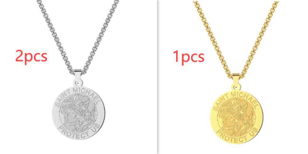 Medal Necklace Gold And Silver Michael Necklace