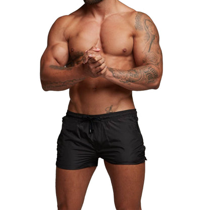 Men Gym Shorts Sweat Absorbing Breathable Quick Dry Workout Shorts with Side Pockets for Running Weightlifting Beach Black M