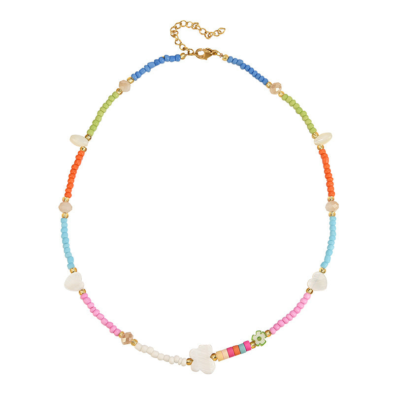 Love Butterfly Colorful Rice Bead Necklace Necklace