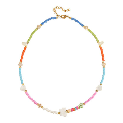 Love Butterfly Colorful Rice Bead Necklace Necklace