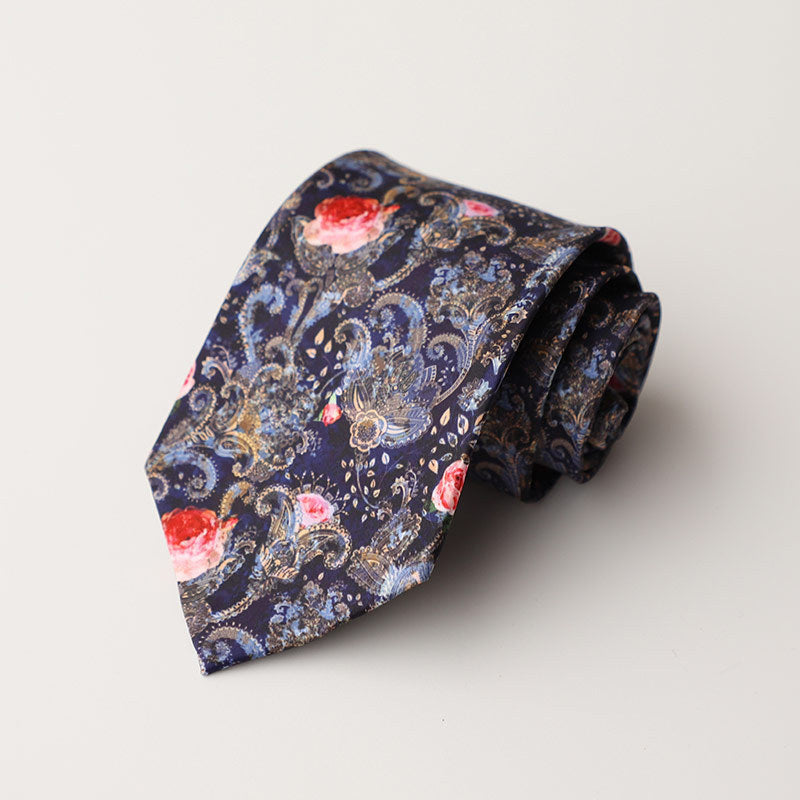 Casual Trendy Vintage Printed Silk Tie For Men