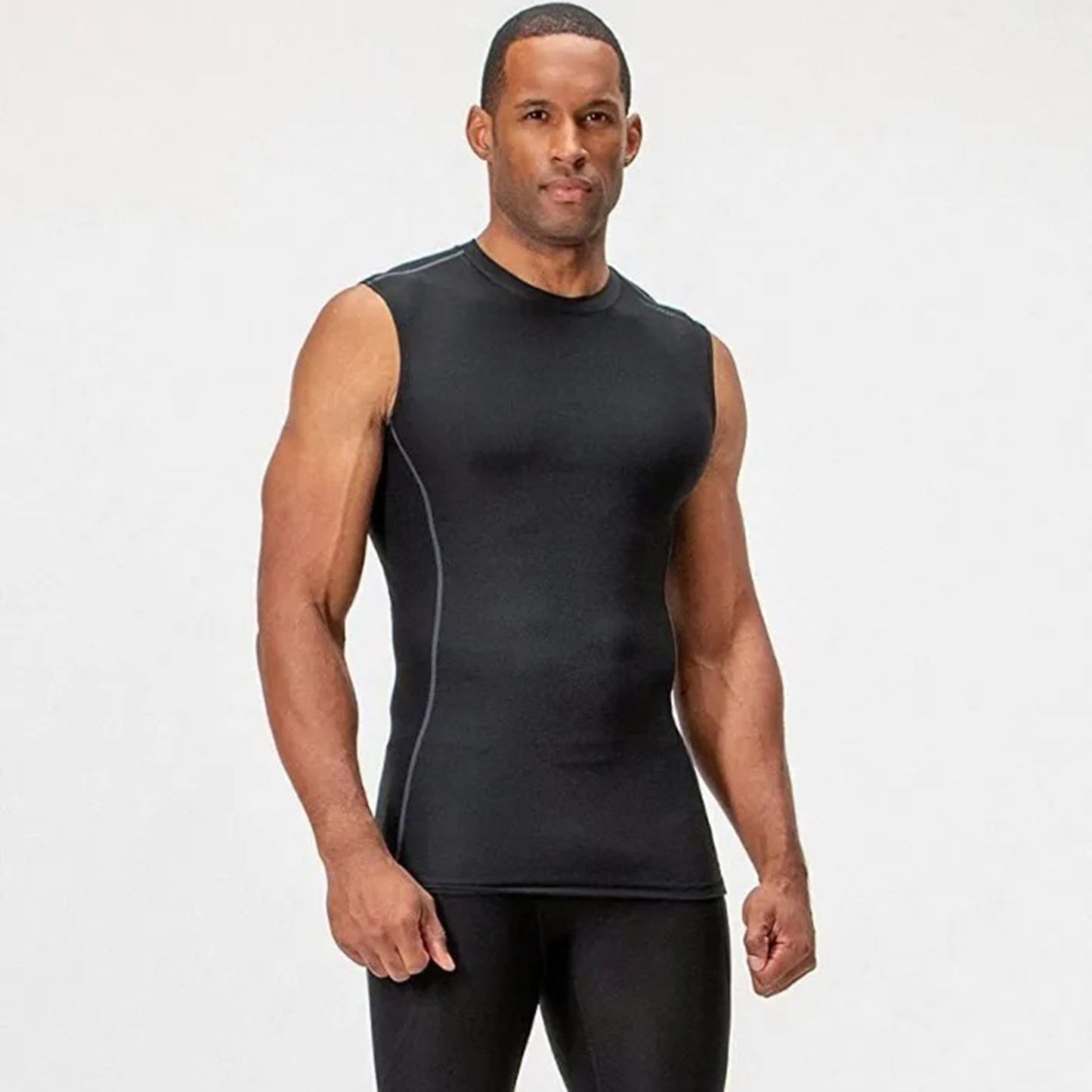 Men's Gym Bodybuilding Vest Crewneck Men Fitness Sleeveless Muscle Workout Shirts Vest for Running Football Black Black M