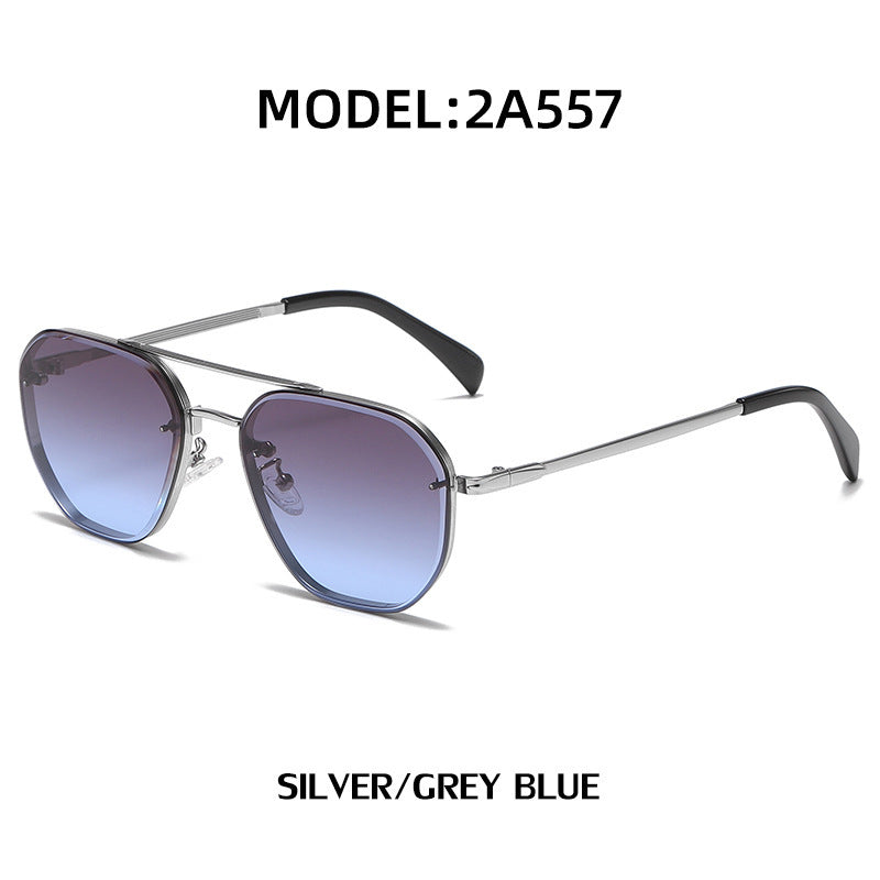 Retro Double Beam Diamond Cut Edge Sunglasses For Men