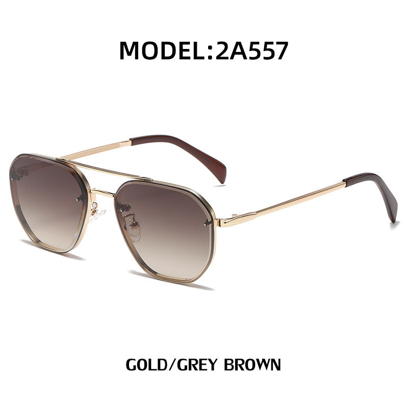 Retro Double Beam Diamond Cut Edge Sunglasses For Men
