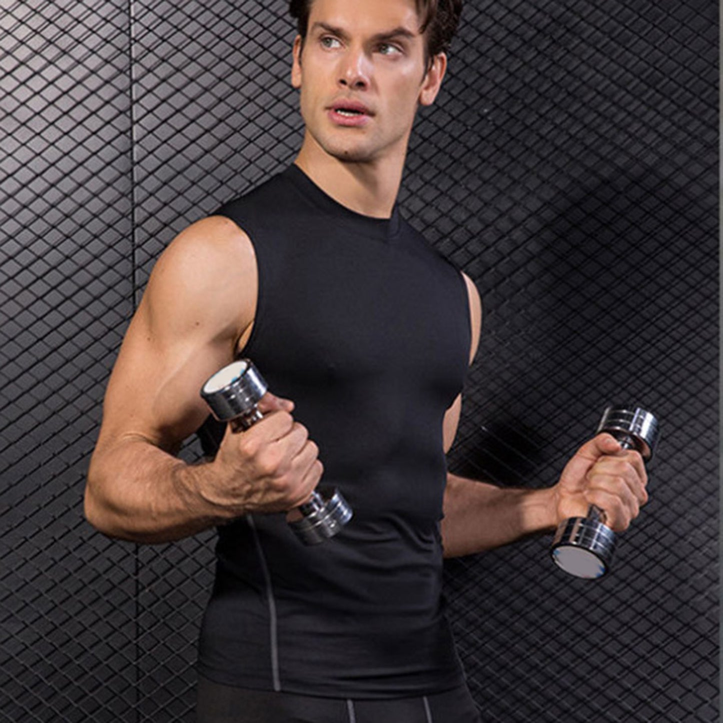 Men's Gym Bodybuilding Vest Crewneck Men Fitness Sleeveless Muscle Workout Shirts Vest for Running Football Black Black M
