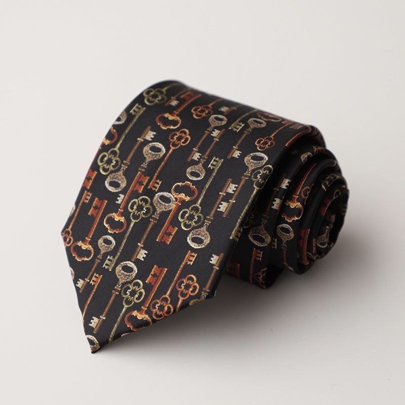 Casual Trendy Vintage Printed Silk Tie For Men