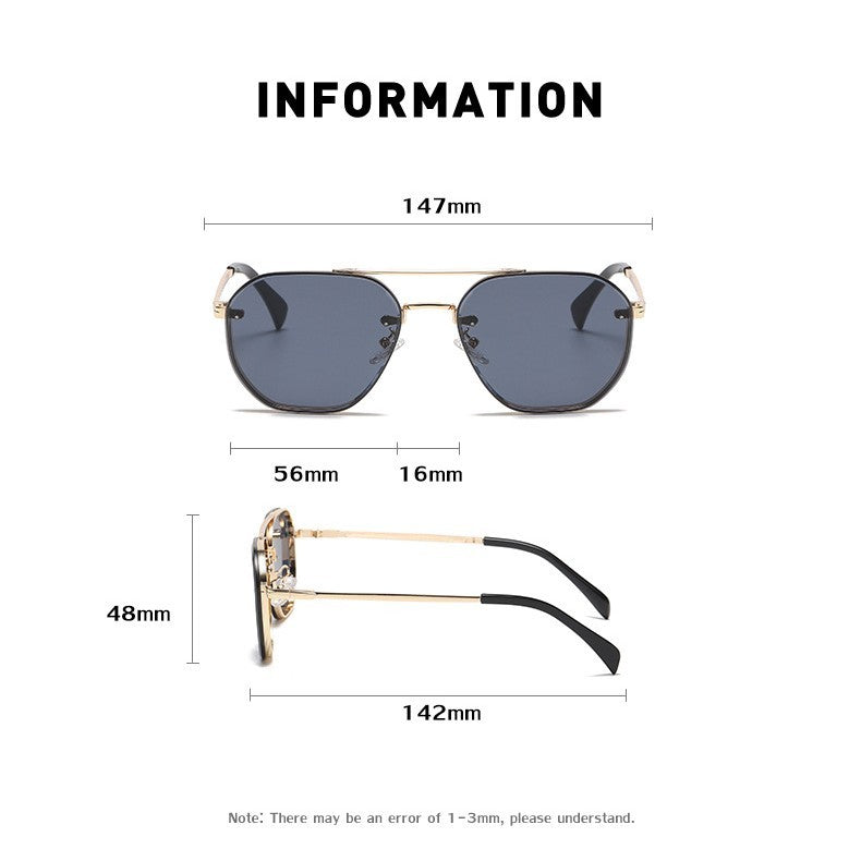 Retro Double Beam Diamond Cut Edge Sunglasses For Men