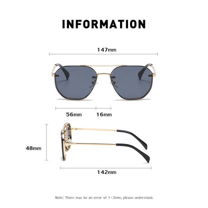 Retro Double Beam Diamond Cut Edge Sunglasses For Men