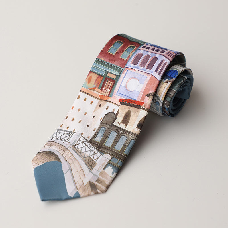 Casual Trendy Vintage Printed Silk Tie For Men